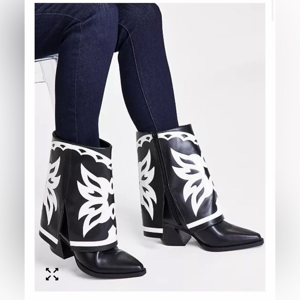 INC International Concepts Black and White Heeled Boots